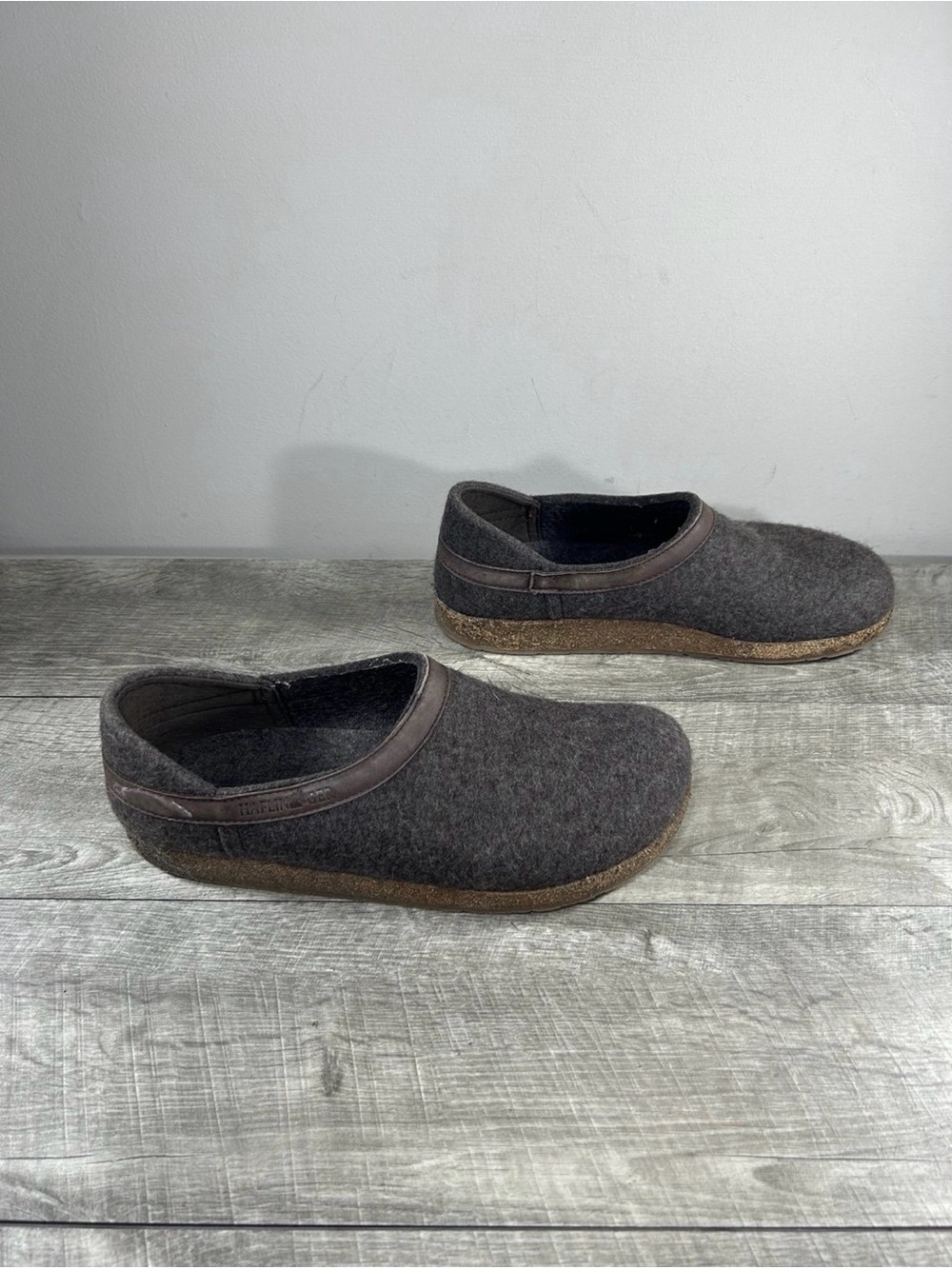 Haflinger GZH Grizzly Closed-Heel Gray Wool Comfort Men’s Clogs Shoes Size 12 US
